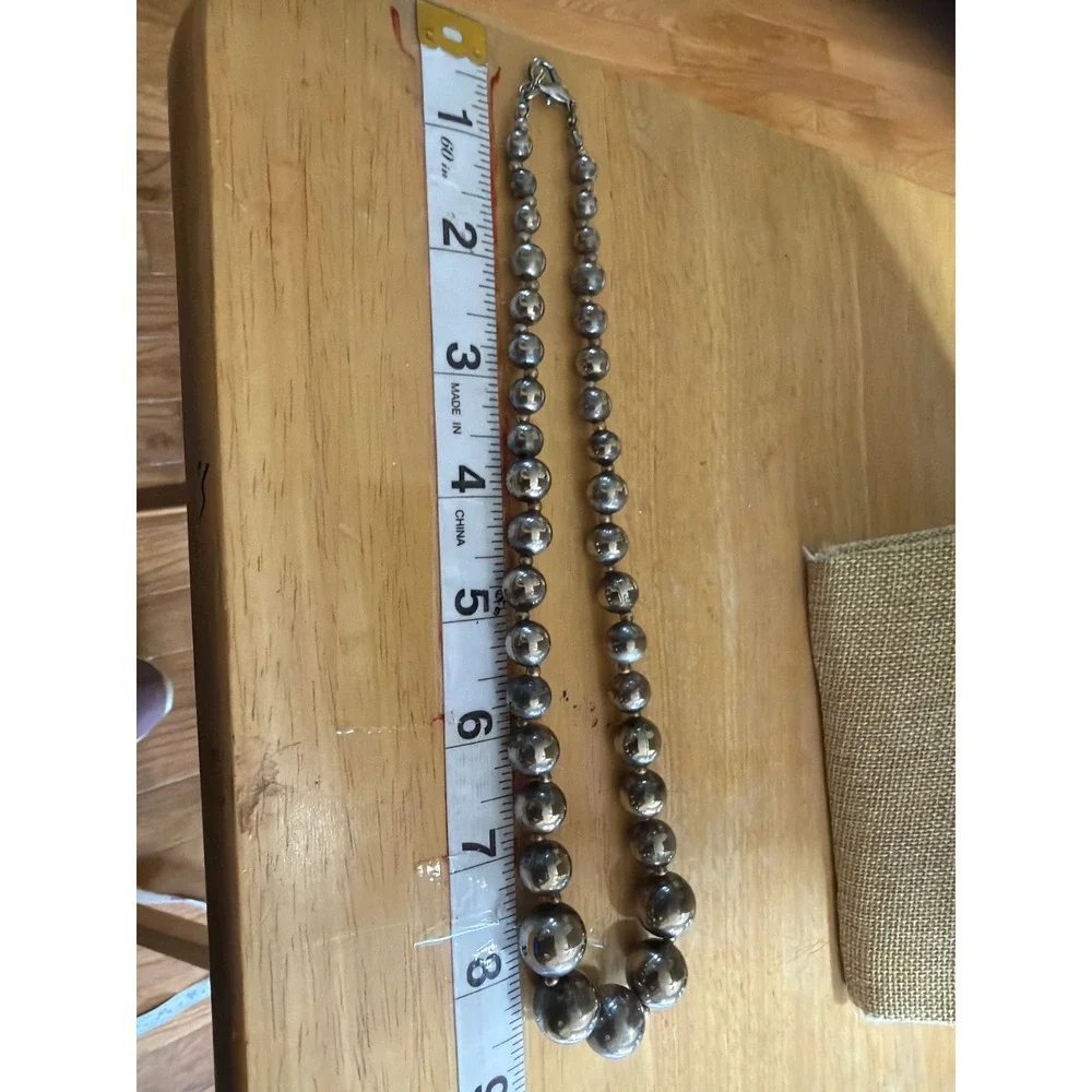 Vintage Silver Tone Graduated Bead Ball Strand Necklace Elegant Timeless
